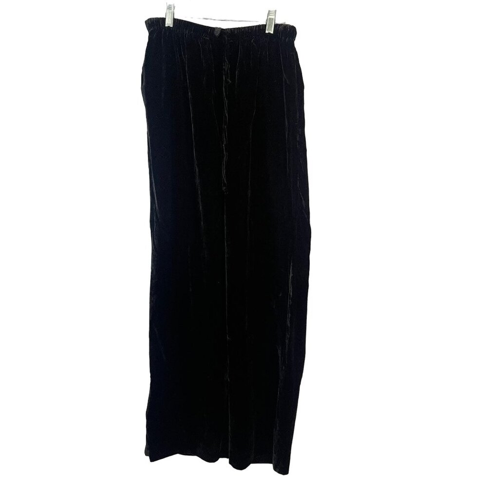Travelsmith Womens Size Small Pants Black Velvet Elastic Waist Relaxed Fit Good